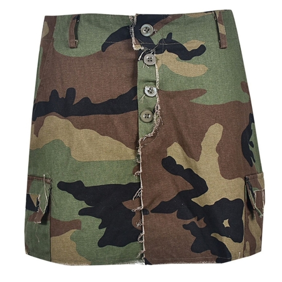 Blue Camoflage Print Women's Skirt